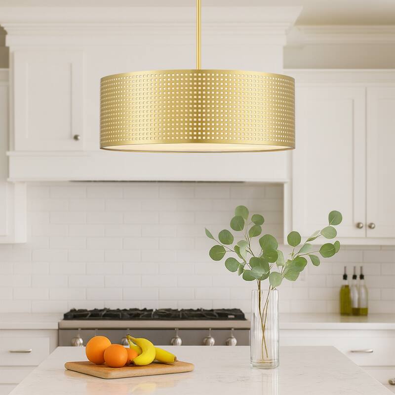 Murray 4-light drum Pendant chandelier with Gold frame - 20 in. W