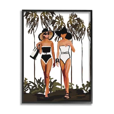 Stupell Beach Babes Strolling Tropical Summer Beach Adventure Framed Wall Art, Design by Amelia Noyes