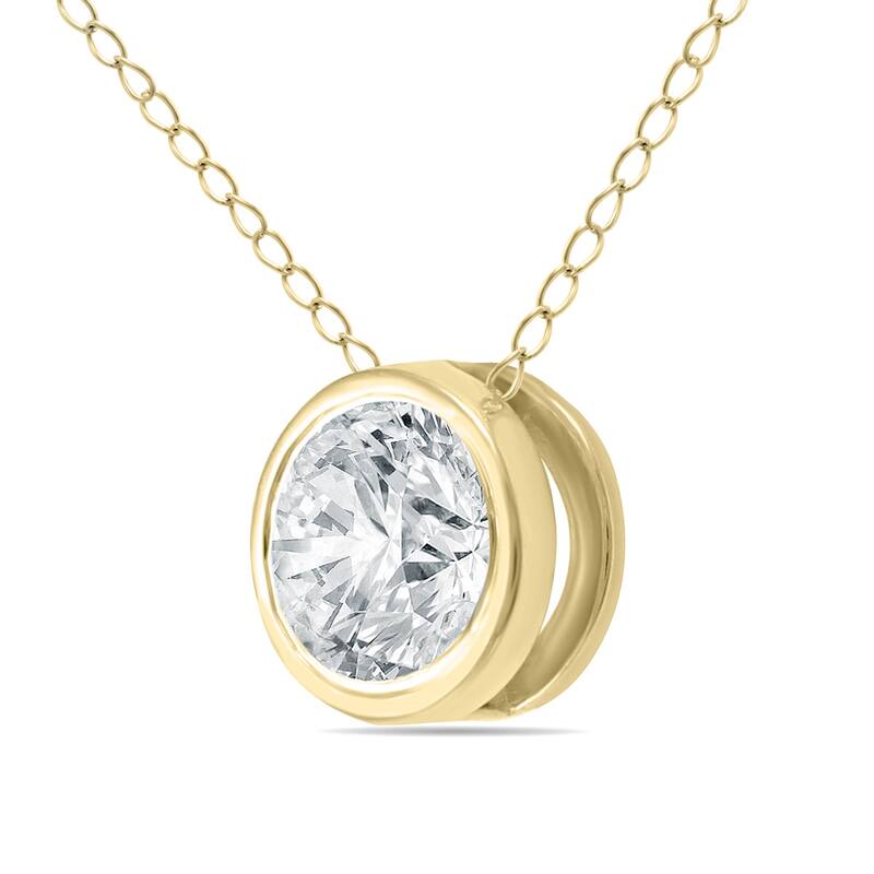 Marquee 1/3 Carat Diamond Bezel Pendant in 14K Yellow Gold