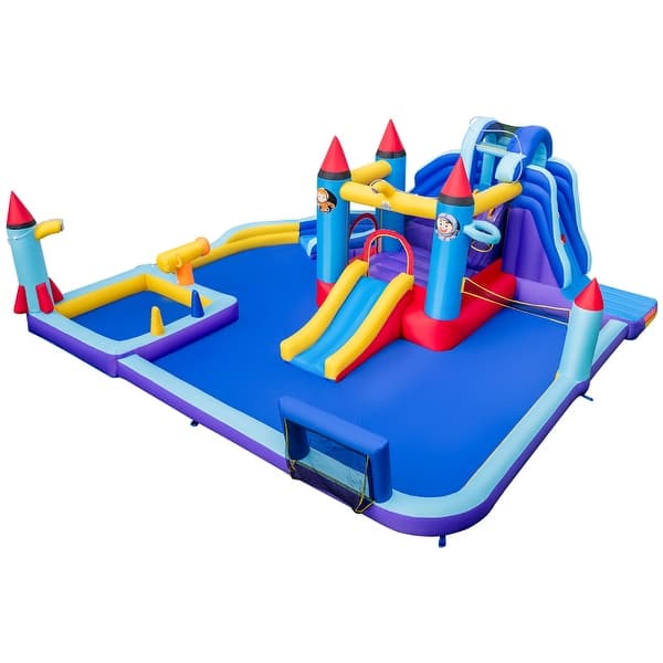 slide 2 of 20, Rocket Theme Inflatable Water Slide Park
