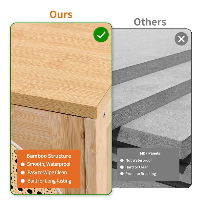 Rattan Buffet Cabinet with Storage Table Accent Sideboard with Doors - 29.5x15.3x32.2 inch