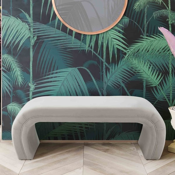 Kenya Light Grey Velvet Waterfall Bench Bed Bath & Beyond 28699944