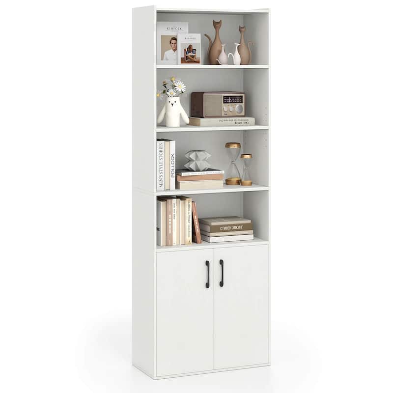 Costway 70" Bookcase with Adjustable Shelves with 2-Door Cabinet - See Details