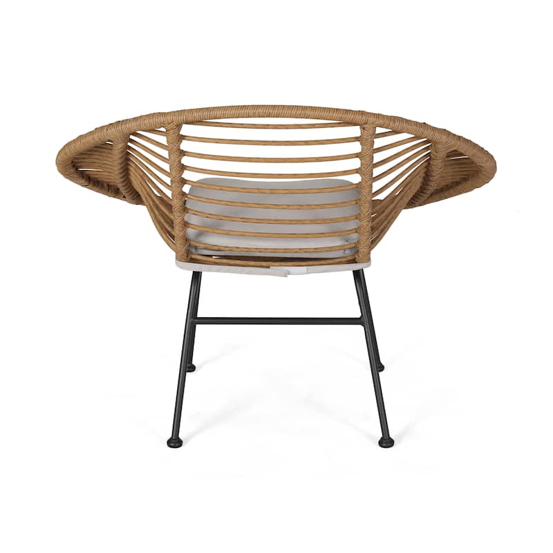 2 Piece Modern Woven Accent Chairs Set with Cushions, Steel Frame