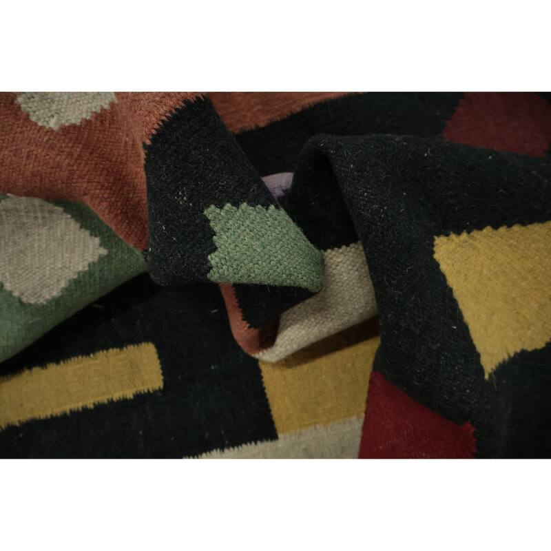 Hand Woven Oriental 100% Wool Carpet Southwestern Modern Multi-Colored Kilim Area Rug - 14' 0'' X 9' 2''