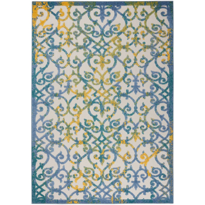 Nourison Alice Indoor/Outdoor Trellis Area Rug - 3'6" x 5'6" - Ivory/Blue