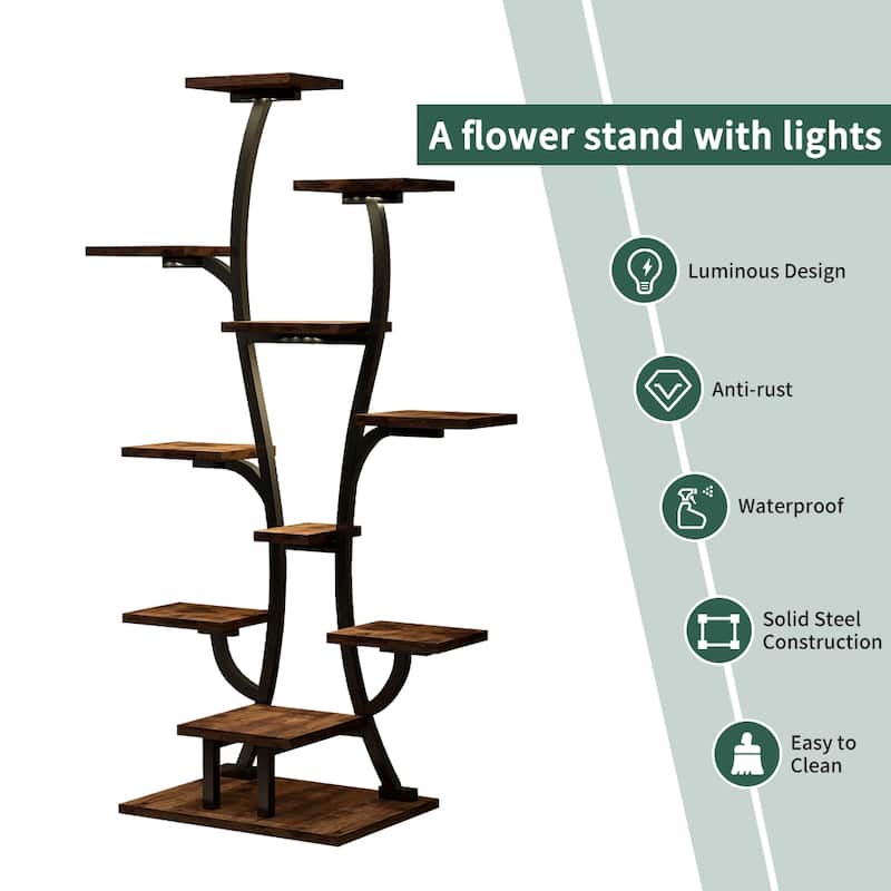 Metal Plant Stand with Grow Lights, Indoor Plant Rack