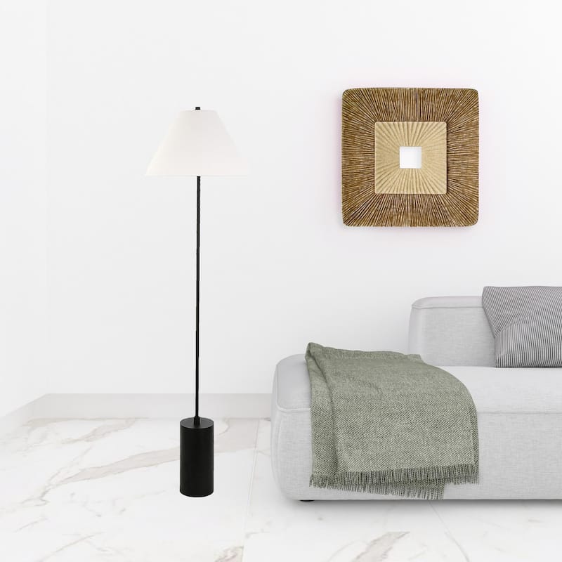 HomeRoots 64" Black Traditional Shaped Floor Lamp With White Frosted Glass Empire Shade - 64" Tall - 64" Tall - Black/White