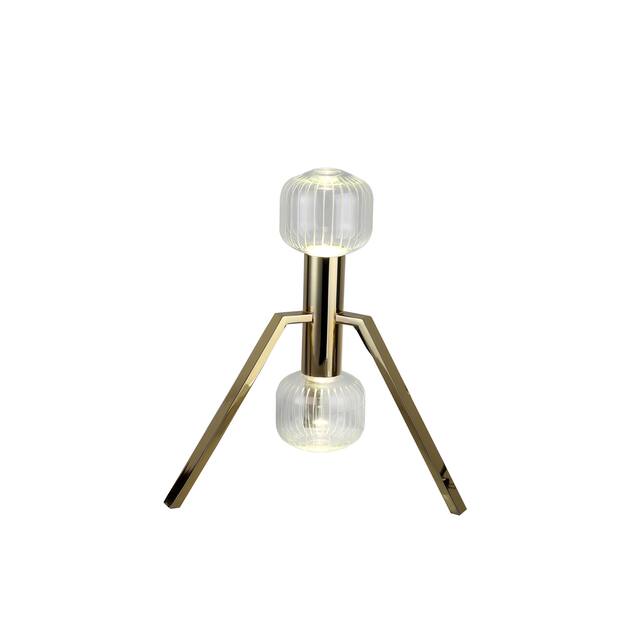 13.58" Height Gold Metal LED Table Lamp With Clear Glass Shade