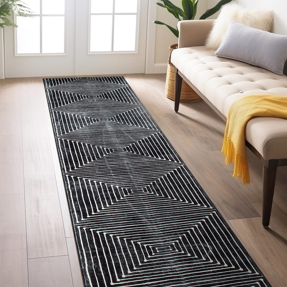 World Rug Gallery Bohemian Stripes Washable Non-Slip Area Rug