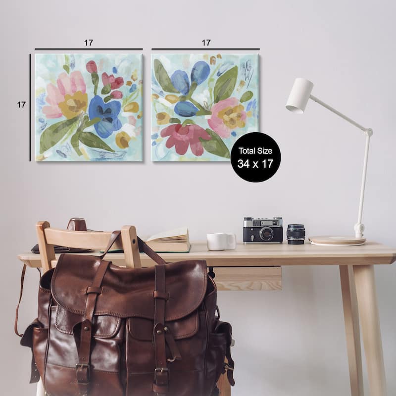 Stupell Eclectic Flower Bundles Canvas Wall Art Design By June Erica Vess (Set of 2)
