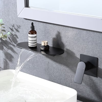 Wall Mounted Bathroom Sink Faucet Waterfall Single Handle Bathroom Faucet 2 Holes Modern Basin Vanity Taps With Valve