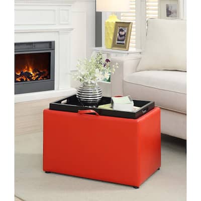 Storage Ottoman with Reversible Tray - Stylish Accent with Hidden Storage, Comfortable Seating, and Serving Top