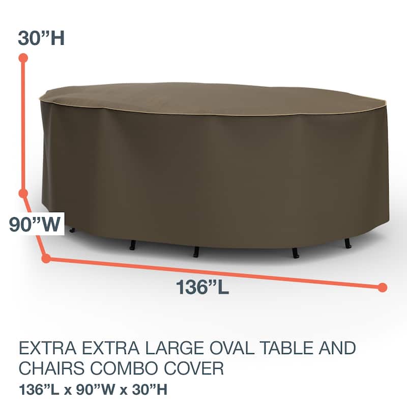Budge StormBlock™ Hillside Black and Tan Oval Patio Table and Chairs Combo Cover Multiple Sizes - Extra Extra Large - 30"H x 136"L x 90"W