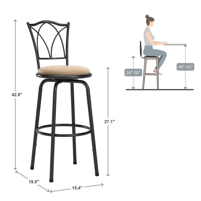 Avalon Double Cross Swivel High Back Counter Barstool (Set of 3) by iNSPIRE Q Classic