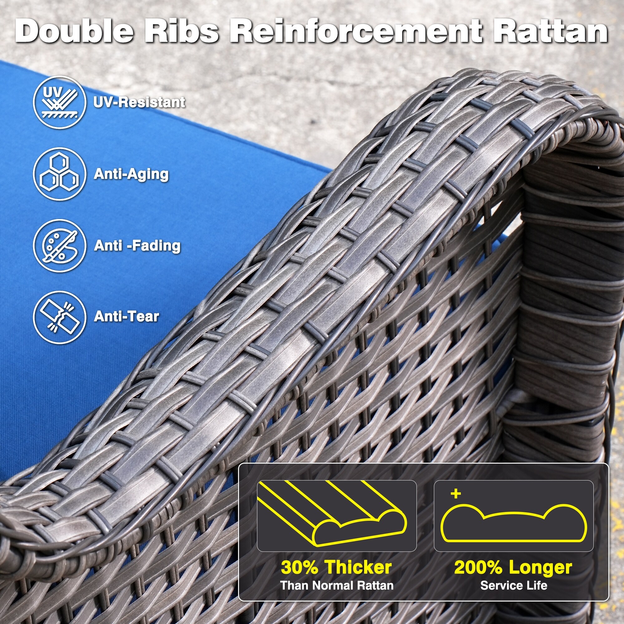 OVIOS 3-piece Patio Wicker Swivel Chair Set-image