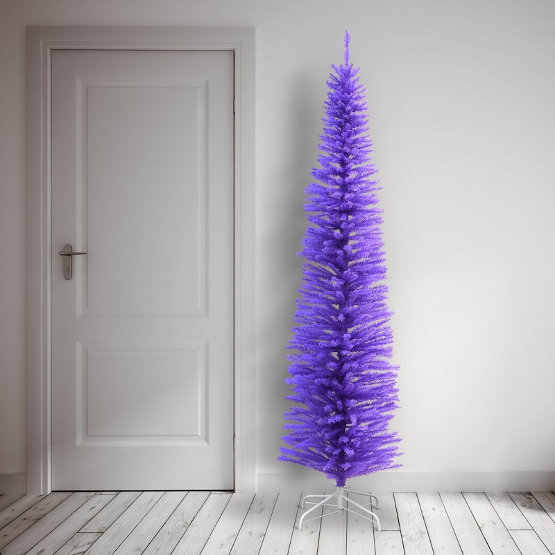 National Tree Company 7.5 ft. Lavender Color Slim Tree Decoration - 7.5 Foot