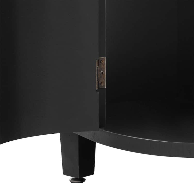 4 Door Curved Entryway Cabinets with Adjustable Shelves & fir Wood Legs, Display Case with Open Storage Rack & Metal Handle