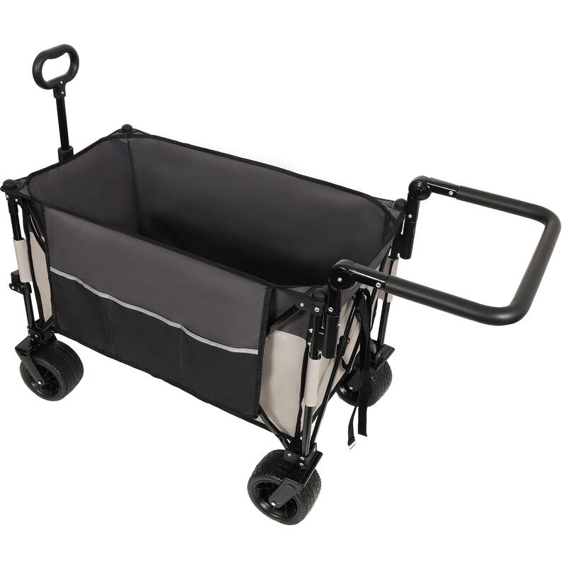Push-Pull Folding Wagon with 360 Degree Wheels, Heavy-Duty, Adjustable