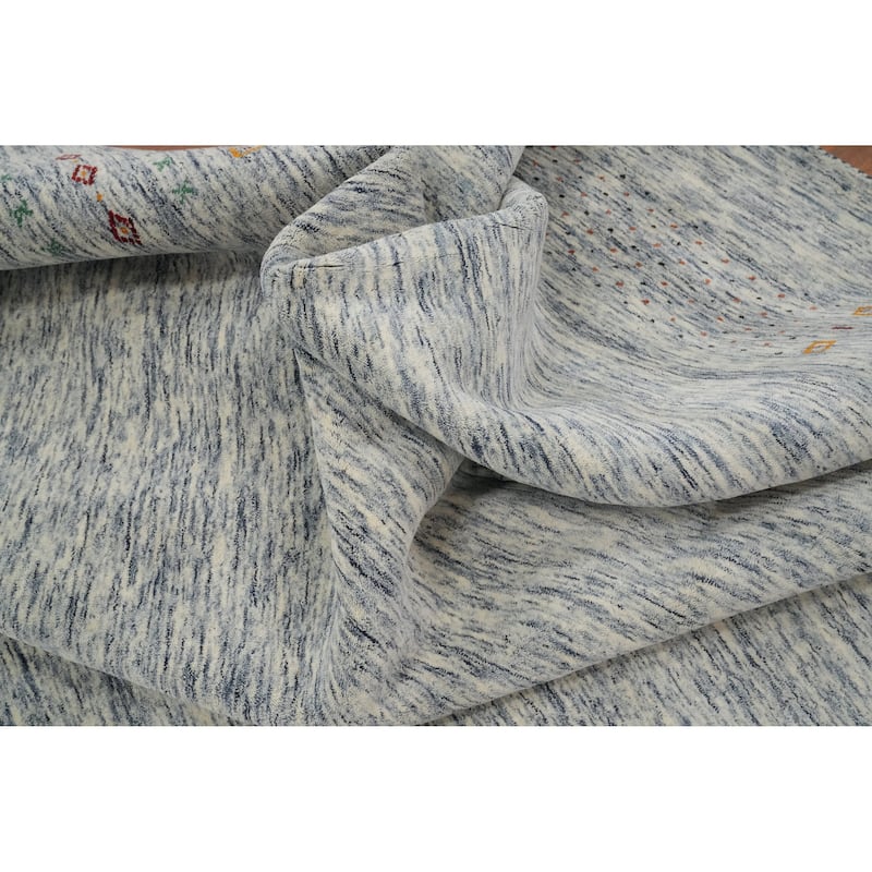 Hand Knotted Oriental 100% Wool Carpet Tribal Animal Pictorial Navy Blue & Blues Gabbeh Area Rug - 10' 1'' X 9' 9''