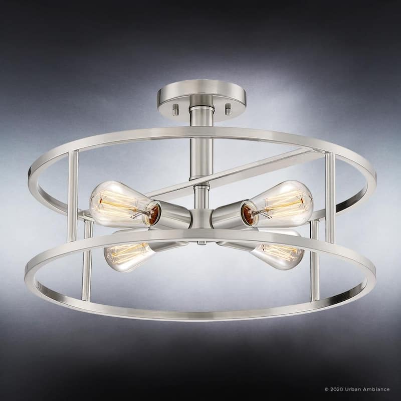 Luxury Scandinavian Ceiling Light, 10.5"H x 18"W, with Modern Style, Brushed Nickel, by Urban Ambiance