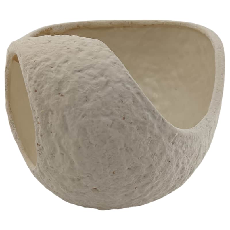 Ceramic Decorative Bowl Form Modern Textured Design - 7" Ivory - 15" x 10" x 7"
