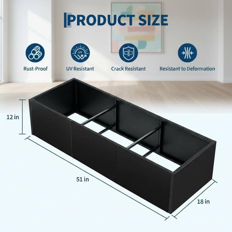 Metal Planter Box for Outdoor Plants, Open Base Design