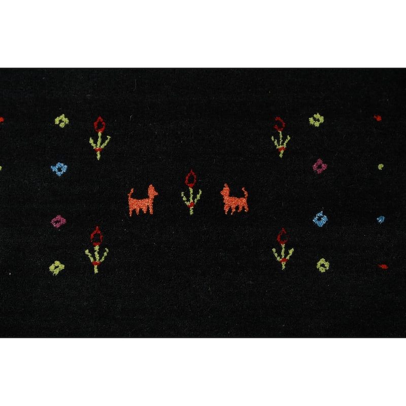 Hand Knotted Oriental 100% Wool Carpet Tribal Tribal Greys & Charcoal Gabbeh Area Rug - 8' 3'' X 8' 2''