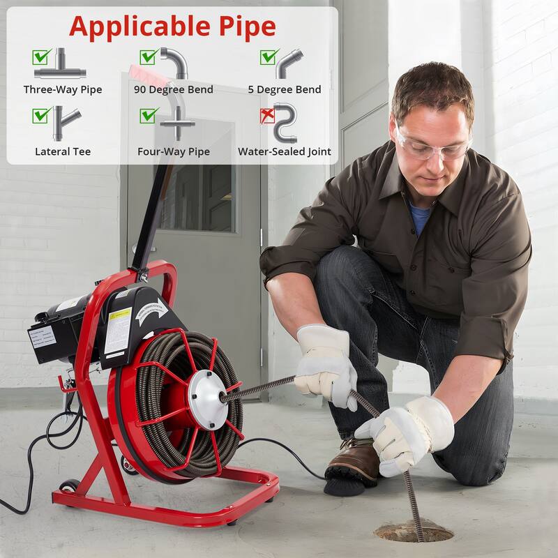 50FT 3/8 Inch Electric Drain Cleaner Machine for Sink, Toilet & Sewer