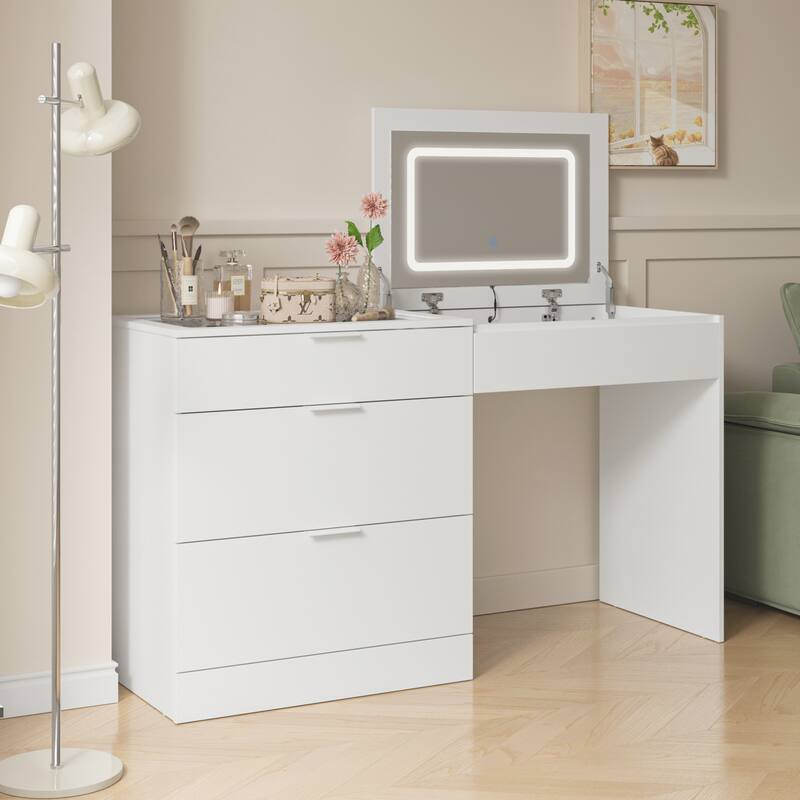 Makeup and Jewelry Storage Vanity with Adjustable Illumination Dresser On Sale Bed Bath