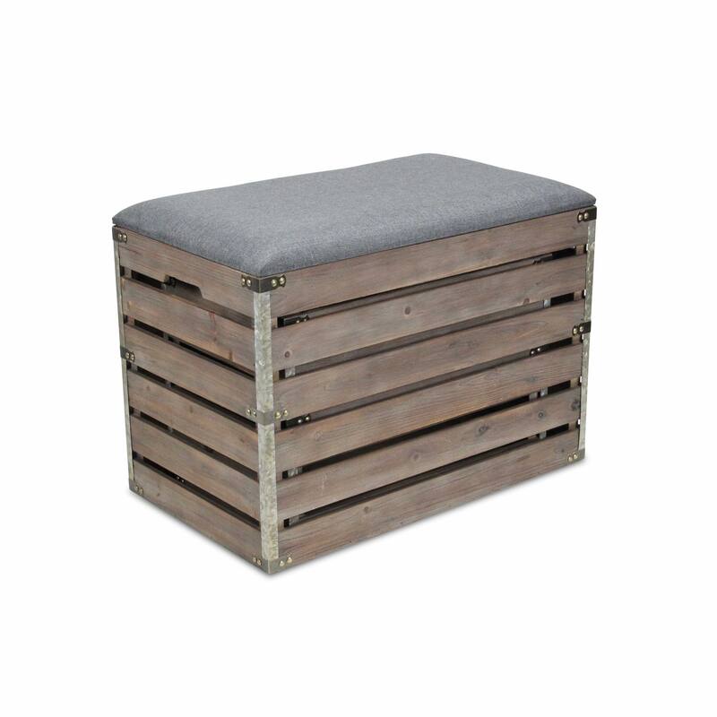 Wood Linen Upholstered Entryway Storage Benches Set with Flip Top - 14” D x 24” W x 17.5” H