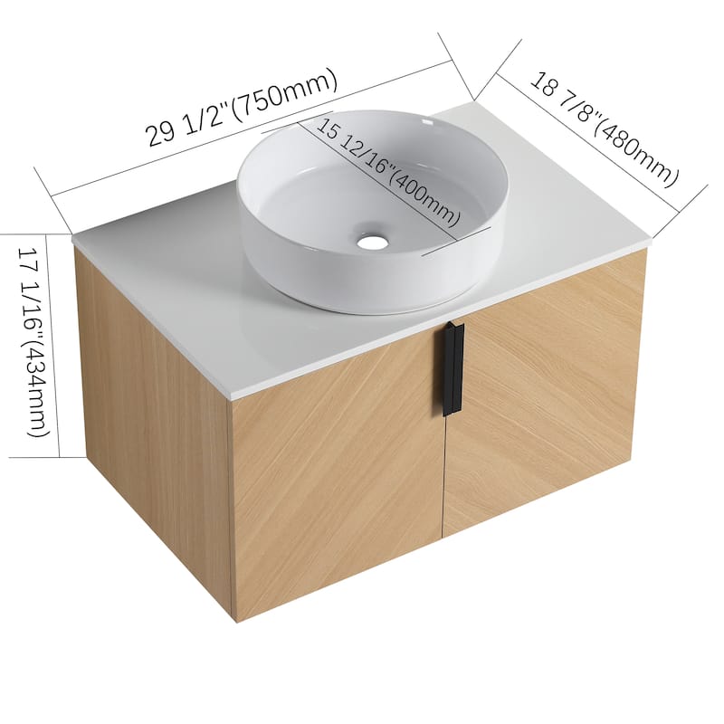 Bathroom Vanity With Sink In 30/36 Inch, Floating Bathroom Vanity With 2 Soft Close Doors