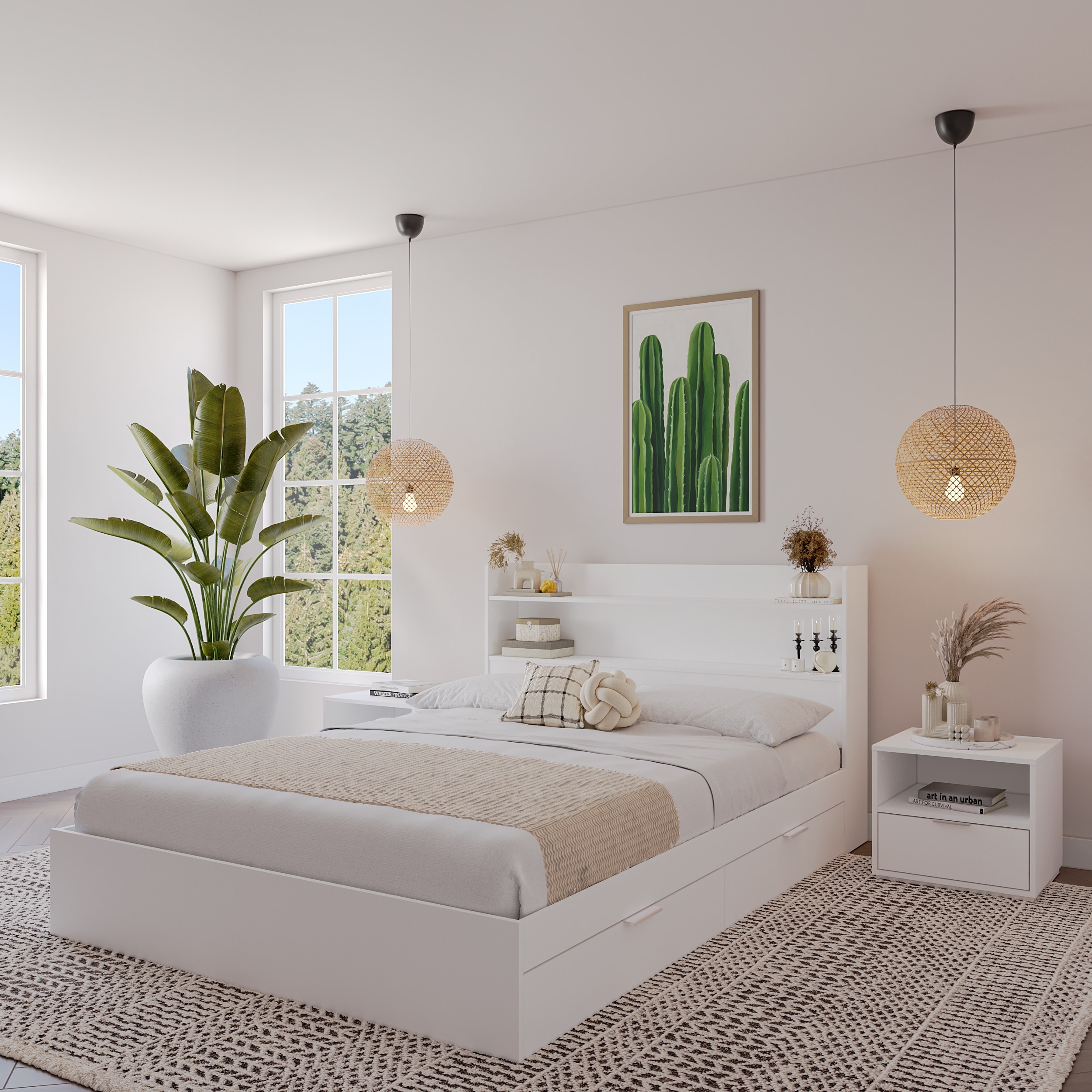 Hunter Platform Bed With Headboard And 2 Nightstands