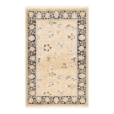 Overton Handknotted Wool Traditional Oriental Ivory Area Rug - 3' x 5'