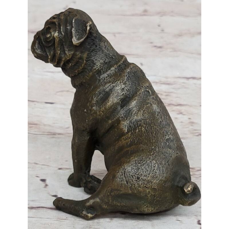 Pug Imitative Dog Bronze Miniature Statue Sculpture Figure Original Art 4 Inches X 4 Inches
