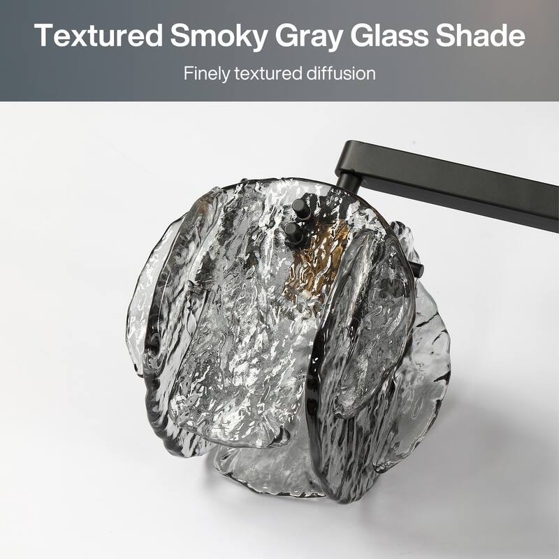 5-Light Linear Chandelier with Hand-Blown Smoke Gray Glass Shades - Smoky Gray