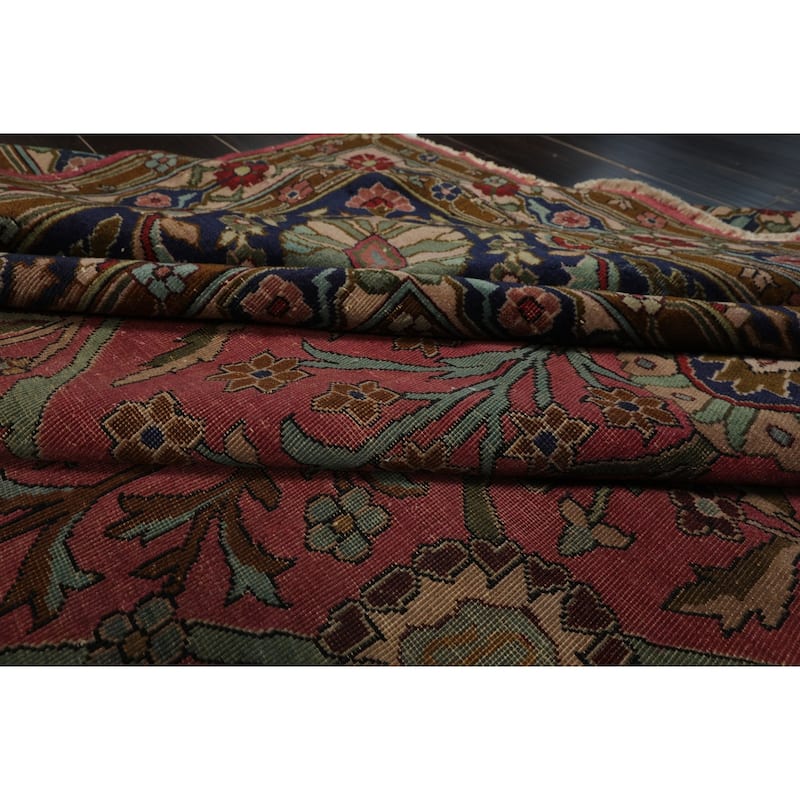 12x17'8'' Hand Knotted Wool Rose 300 KPSI Botanical Antique Sarouk Traditional Rug - 12' x 17' 8''