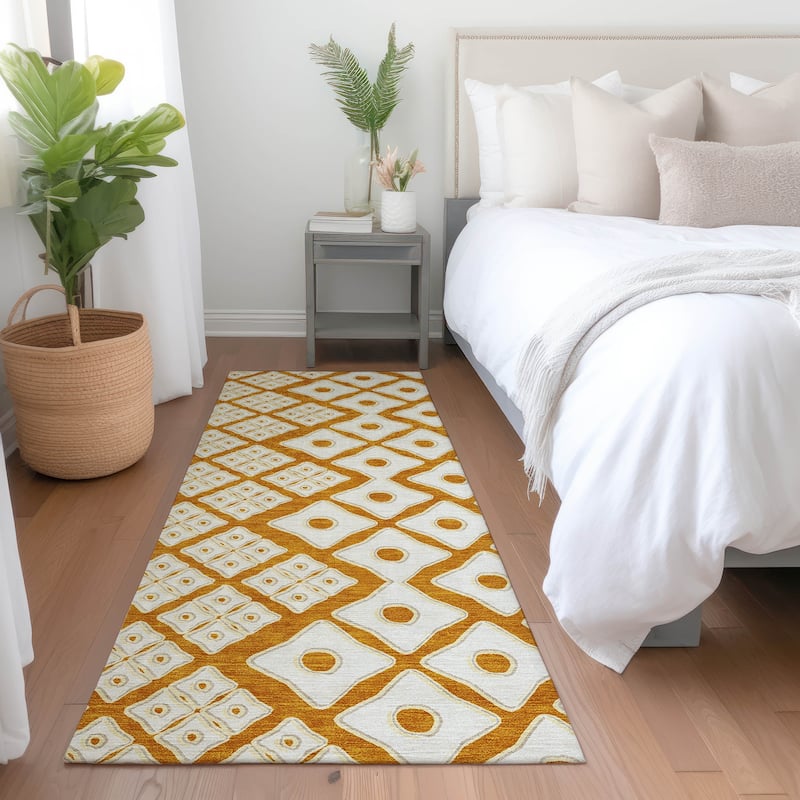 Machine Washable Indoor/ Outdoor Chantille Diamond Geo Rug