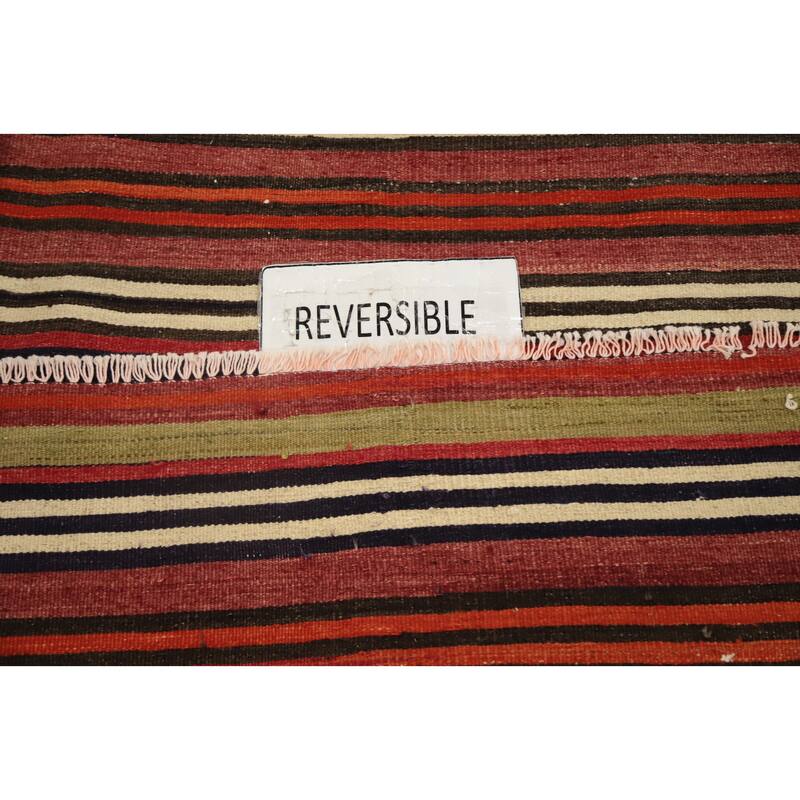 Hand Woven Oriental 100% Wool Carpet Southwestern Geometric Multi-Colored Kilim Area Rug - 10' 8'' X 5' 0''