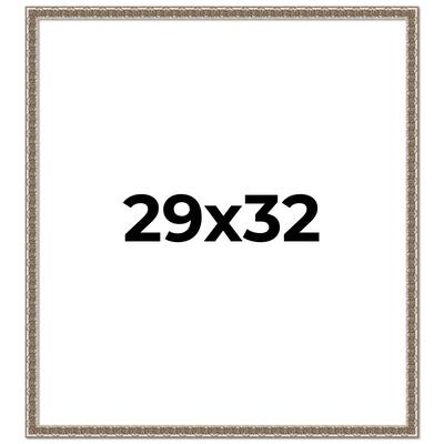 29x32 Frame Silver Versailles Ornate Solid Wood Picture Frame | 1 Inch
