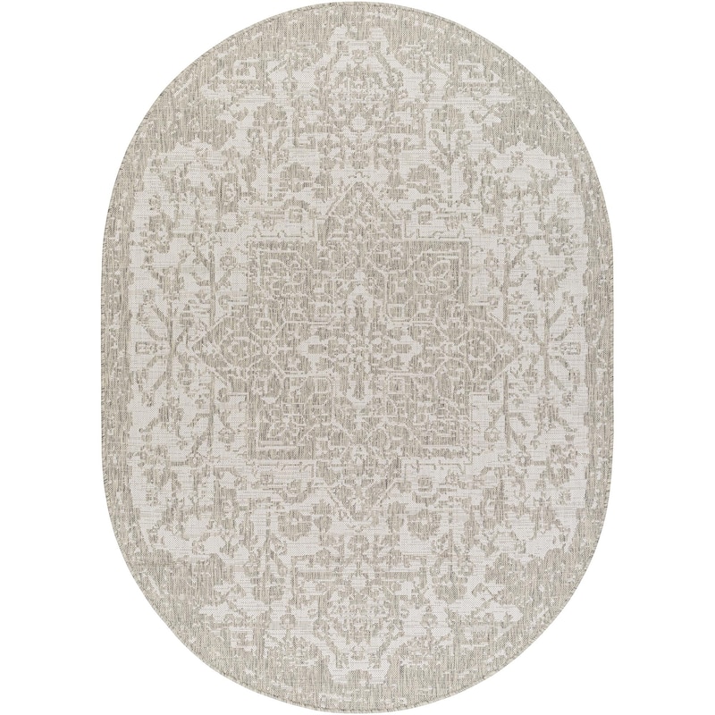 Livabliss Eagean Updated Traditional Medallion Indoor / OutdoorArea Rug