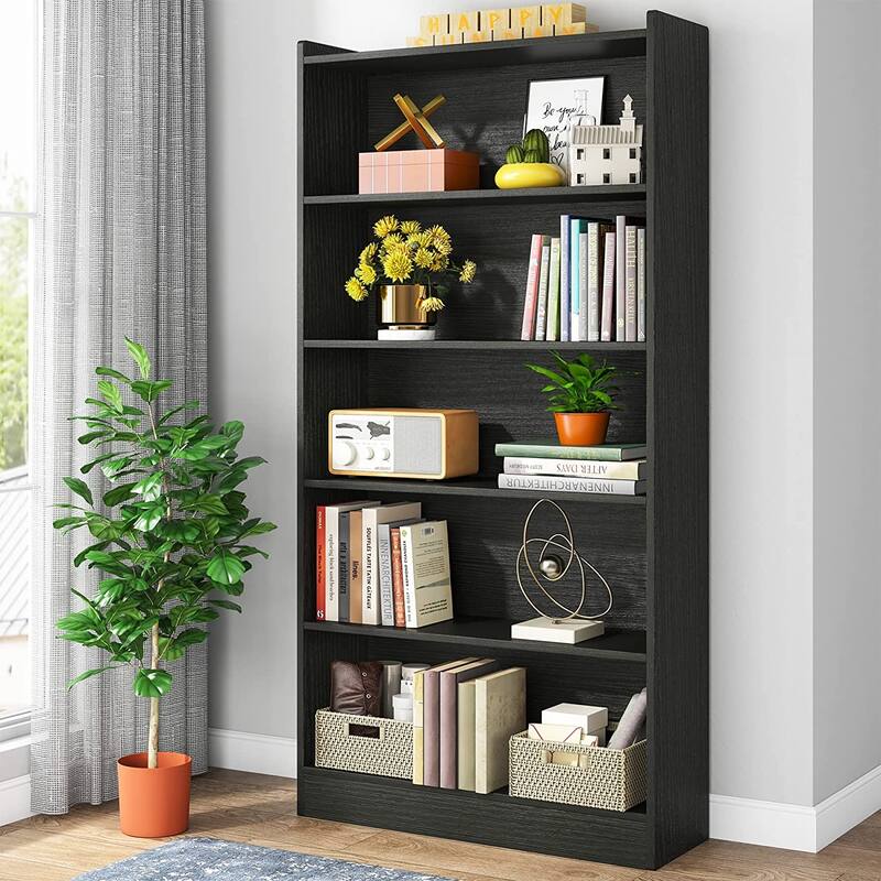 6-Tier Open Bookcase, 72-inch Large Tall Bookshelf with Storage Shelve - Black
