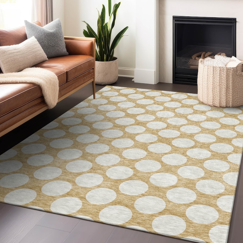 Machine Washable Indoor/ Outdoor Chantille Modern Dots Rug
