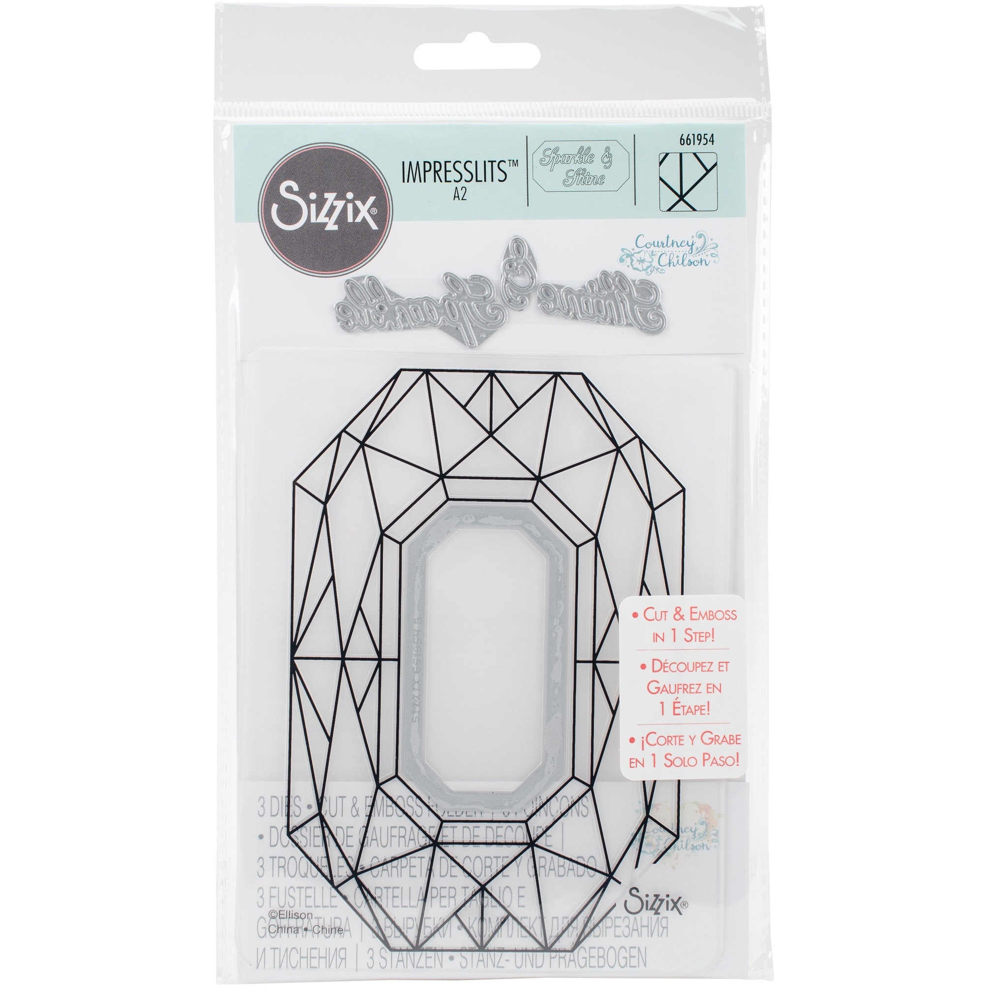 Sizzix 661954 Diamond Geometrics Impresslits Embossing Folder