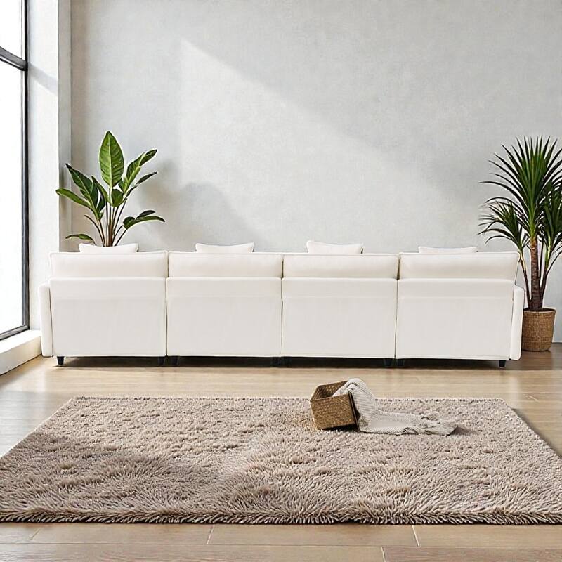 140.9" U-Shaped Modular Sectional Sofa with 2 Ottomans, Chenille Upholstery, Deep Seat Couch for Living Room