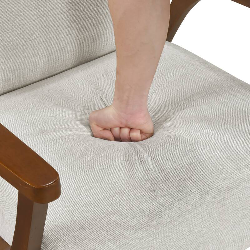 Sutton 27.5" Chenille Accent Chair - Chestnut Finish Solid Wood Frame