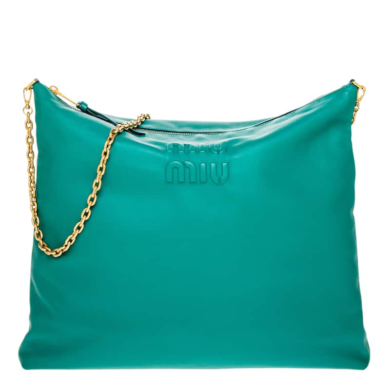 Miu Miu Leather Shoulder Bag - Teal Blue