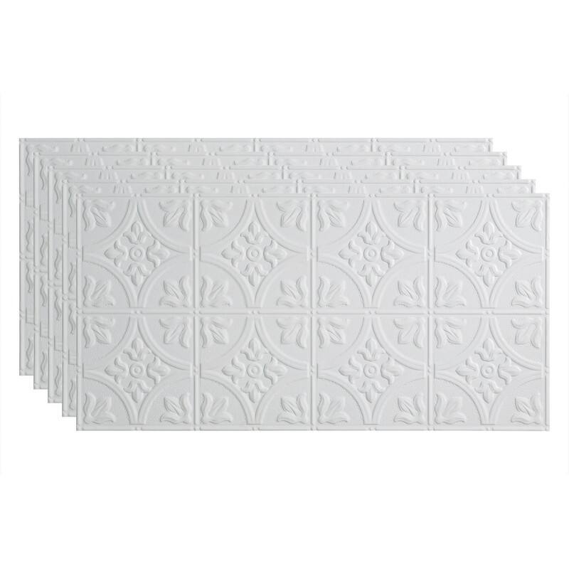 FASÄDE Traditional Style 2 Decorative Vinyl 2ft x 4ft Glue Up Ceiling Panel in Gloss White (5 Pack) - 5 Pack - Gloss White