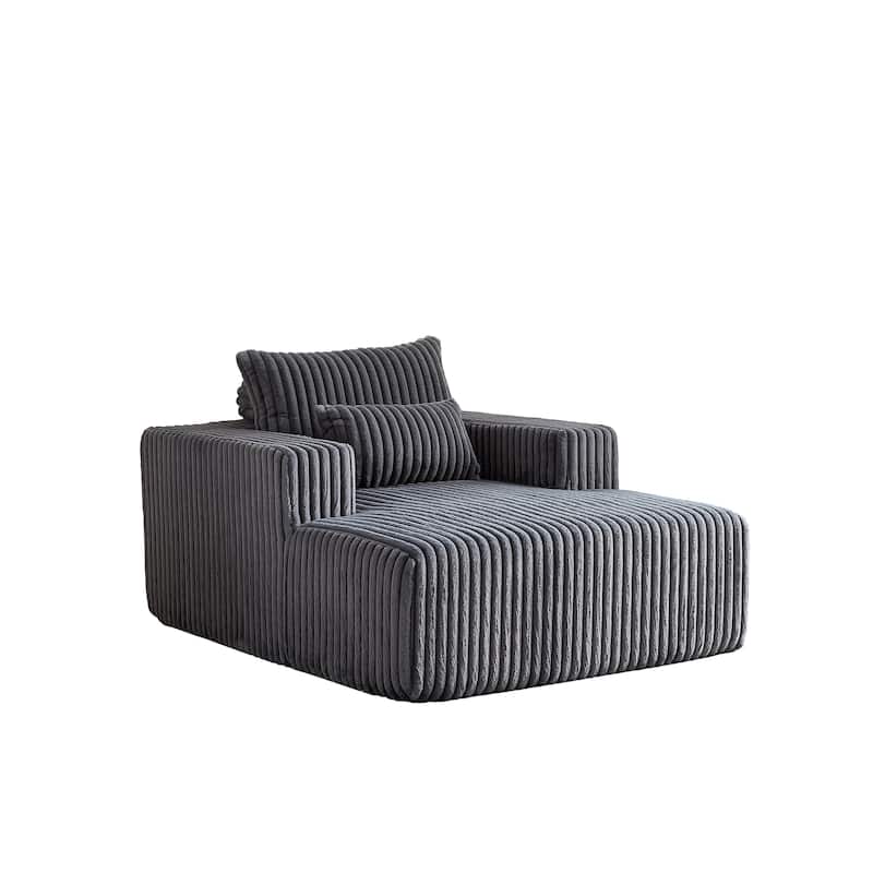 Grey Modern 62.5" Corduroy Sponge Sofa Lounge Chair with 2 Pillows for Living Room