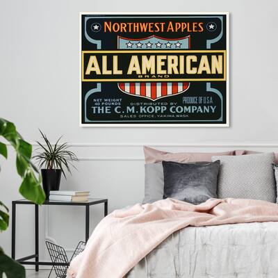 Oliver Gal 'Northwest Apples' Advertising Wall Art Canvas Print - Black, Blue